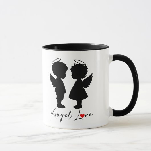 Engelsliebe – Süßes Engel-Paar-Design Tasse (Rechts)