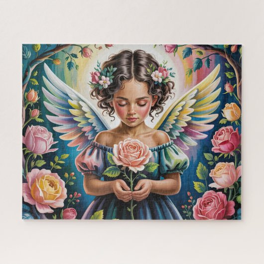 Engelsmädchen mit Blumen Puzzle (Horizontal)