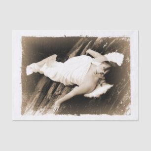 Engelsmädchen Sepia Braun Schöne Vintage-Kunst Seidenpapier