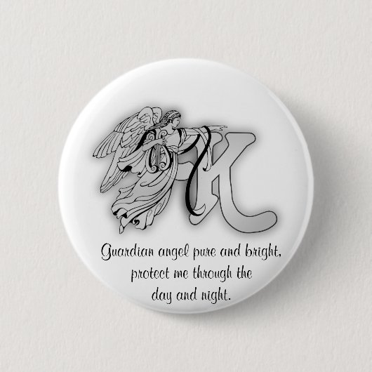 Engelsmonogramm-Alphabetinitiale des Buchstaben K Button (Vorderseite)