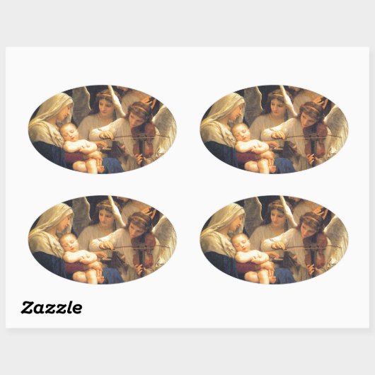 Engelsong, William-Adolphe Bouguereau Ovaler Aufkleber (Blatt)