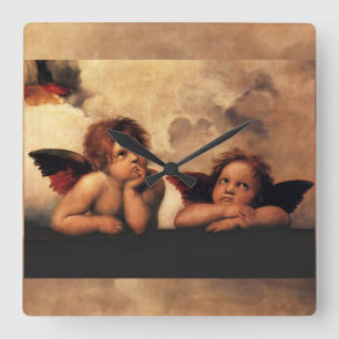 Engeluhr Quadratische Wanduhr