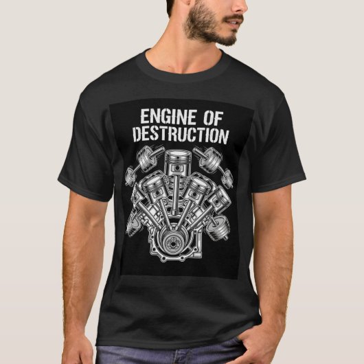 Engine of Destruction - V8 Dumbbell Piston Power T-Shirt (Vorderseite)