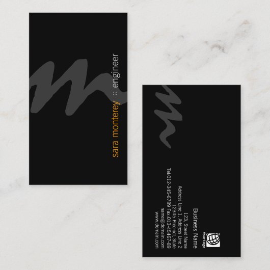Engineer BoldScript Monogram BusinessCard Visitenkarte (Vorne/Hinten)