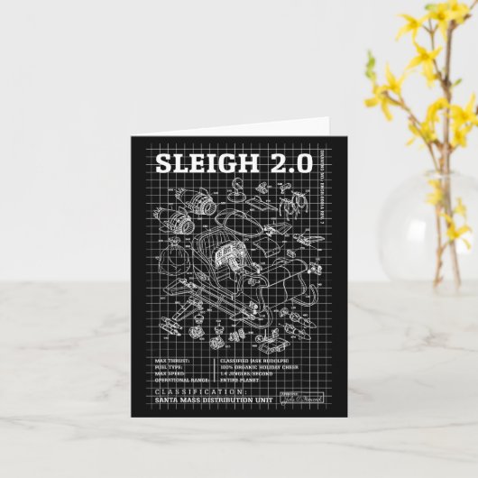 Engineer Christmas Funny Santa Rocket Sleigh Bluep Karte (Gelbe Blume)