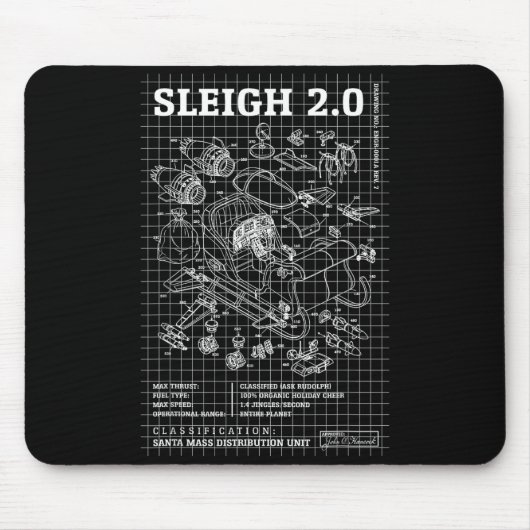 Engineer Christmas Funny Santa Rocket Sleigh Bluep Mousepad (Vorne)