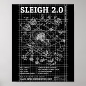 Engineer Christmas Funny Santa Rocket Sleigh Bluep Poster (Vorne)