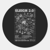 Engineer Christmas Funny Santa Rocket Sleigh Bluep Runder Aufkleber (Vorderseite)