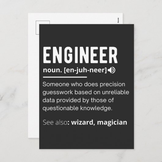 ENGINEER DEFINITION FEIERTAGSPOSTKARTE (Vorne/Hinten)