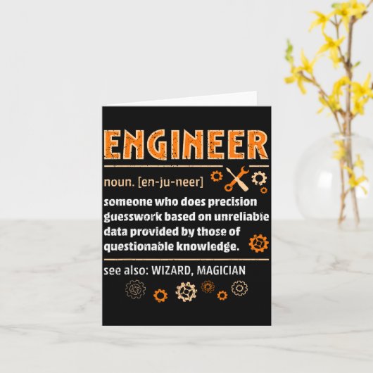 Engineer Definition Funny Engineering Nerdy Scienc Karte (Gelbe Blume)