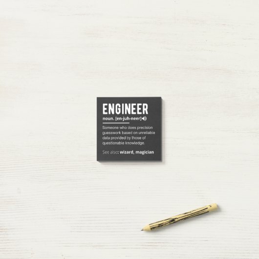 ENGINEER-DEFINITION POST-IT KLEBEZETTEL (Auf Schreibtisch)