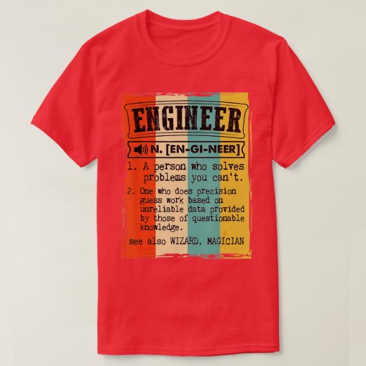 Engineer Dictionary Definition Funny Vintage  T-Shirt (Design vorne)