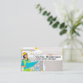 Engineer Looking at Blueprints | Construction Site Visitenkarte (Stehend Vorderseite)