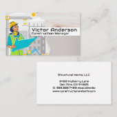 Engineer Looking at Blueprints | Construction Site Visitenkarte (Vorne/Hinten)