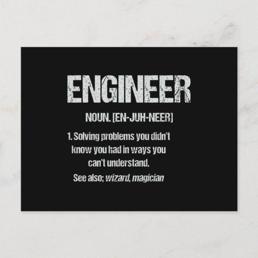 ENGINEER NOUN Funny Engineering Quotes Abschluss Postkarte (Vorderseite)