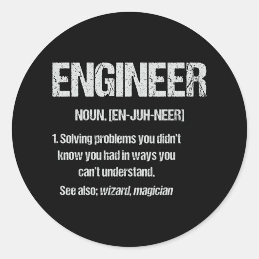 ENGINEER NOUN Funny Engineering Quotes Graduation Runder Aufkleber (Vorderseite)