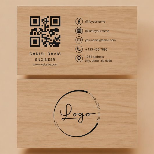Engineer Wood Professional QR Code Visitenkarte