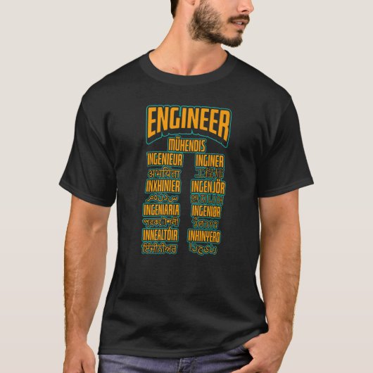 Engineer Word Languages  Engineering Mechanical Ci T-Shirt (Vorderseite)