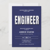 Engineering Abschluss Engineer Navy White Party Einladung (Vorderseite)