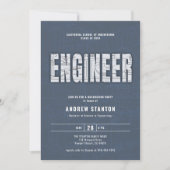 Engineering Abschluss Engineer Steel White Party Einladung (Vorderseite)