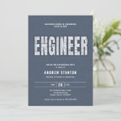 Engineering Abschluss Engineer Steel White Party Einladung (Stehend Vorderseite)