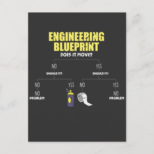 Engineering Blueprint Duct Tape Engineers Postkarte (Vorderseite)