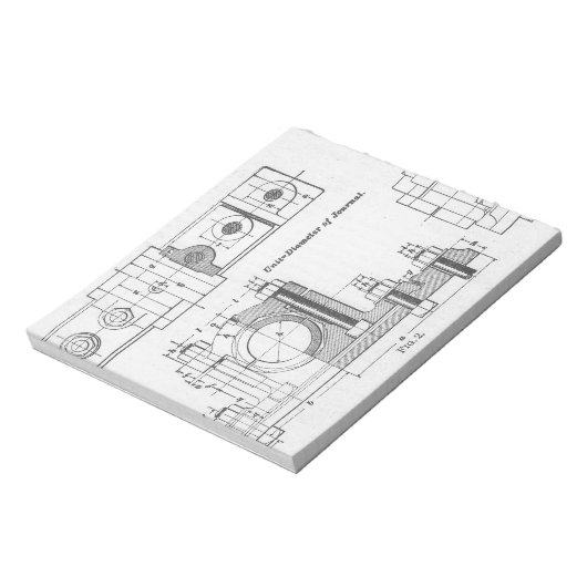Engineering Blueprint Machinery Vintag Notizblock (Rotiert)