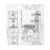 Engineering Blueprint Machinery Vintag Notizblock (Vorderseite)
