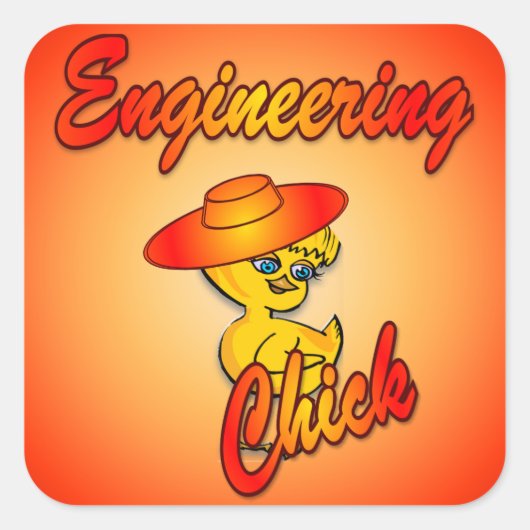 Engineering Chick #5 Quadratischer Aufkleber (Vorderseite)