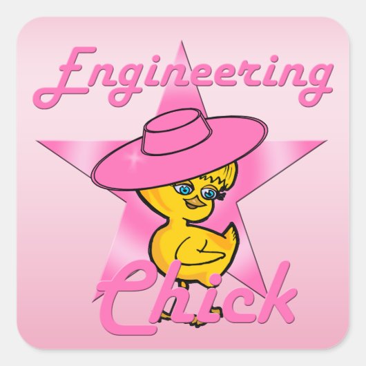 Engineering Chick #8 Quadratischer Aufkleber (Vorderseite)