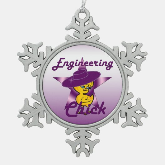 Engineering Chick #9 Schneeflocken Zinn-Ornament (Vorderseite)