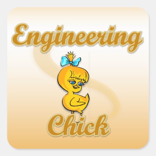 Engineering Chick Quadratischer Aufkleber (Vorderseite)
