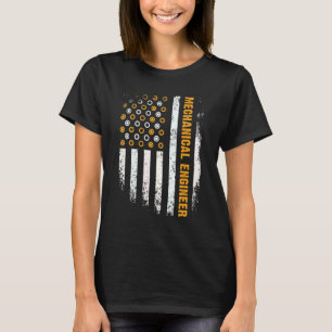 Engineering Gear Cog USA Flag Mechanischer Ingenie T-Shirt