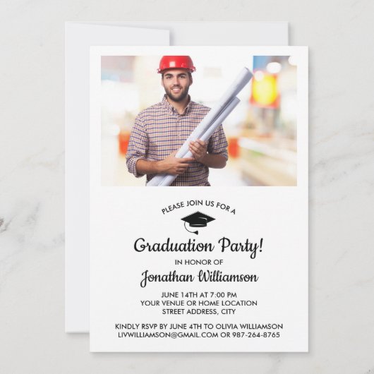 Engineering Grad Foto hasst Absolventen Einladung (Rückseite)