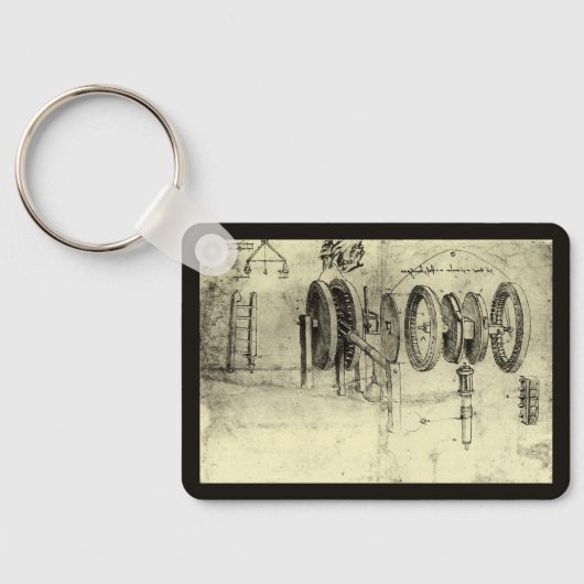 Engineering Sketch of a Wheel by Leonardo da Vinci Schlüsselanhänger (Rückseite)