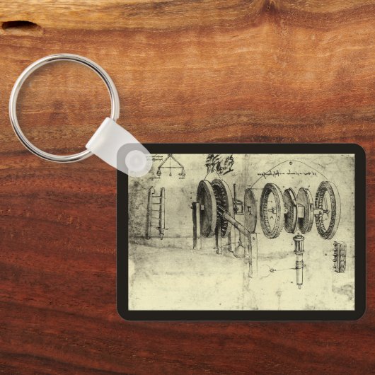 Engineering Sketch of a Wheel by Leonardo da Vinci Schlüsselanhänger (Rückseite)