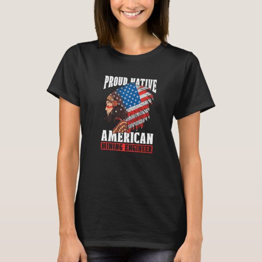 Engineering US Flag Mechanisches Ziviles Bergbauge T-Shirt (Vorderseite)