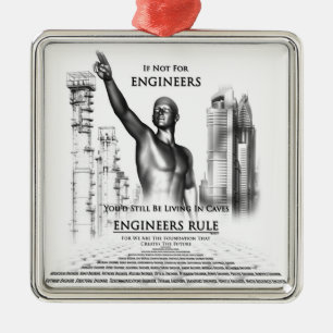 Engineers Rule Silbernes Ornament