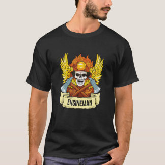 Enginemer Feuerwehrmann Schädel Ax Symbol Feuerteu T-Shirt