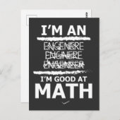 Enginere Engeneure Good at Mathe Shirt Engineer Ge Postkarte (Vorne/Hinten)