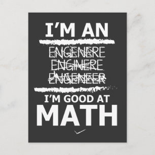 Enginere Engeneure Good at Mathe Shirt Engineer Ge Postkarte