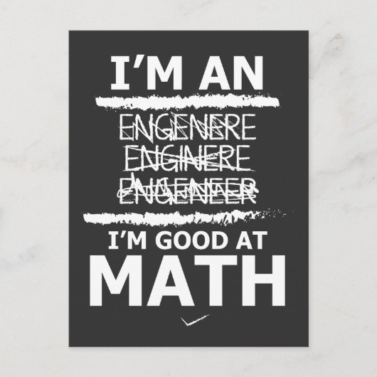 Enginere Engeneure Good at Mathe Shirt Engineer Ge Postkarte (Vorderseite)