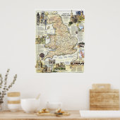 " England: 1979 Das Mittelalterliche England Karte Poster (Küche)