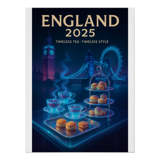 England 2025 - Zeitloser Tee, zeitloser Stil Poster (Vorderseite)