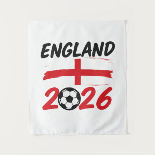 England 2026 Fußballfan-Design, Kreuz und Fußball Wandteppich