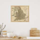 England Atlas Karte 2 Poster (Küche)