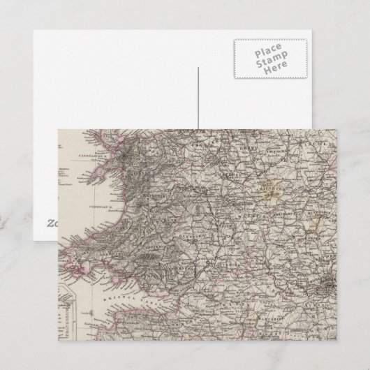 England Atlas Map Postkarte (Vorne/Hinten)
