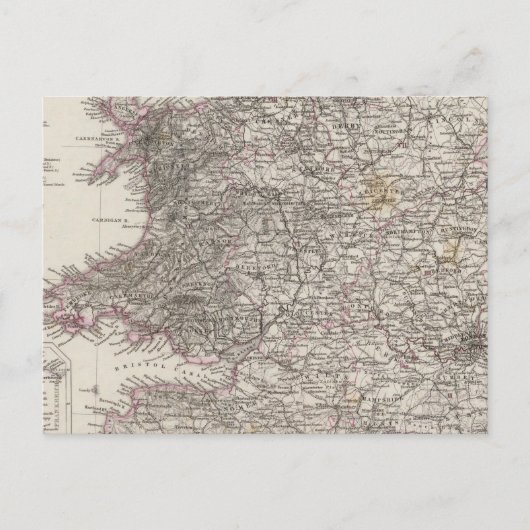 England Atlas Map Postkarte (Vorderseite)