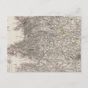 England Atlas Map Postkarte