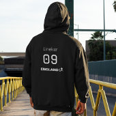 England Black White Back Print Custom Name Hoodie